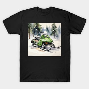 Green Snowmobile T-Shirt